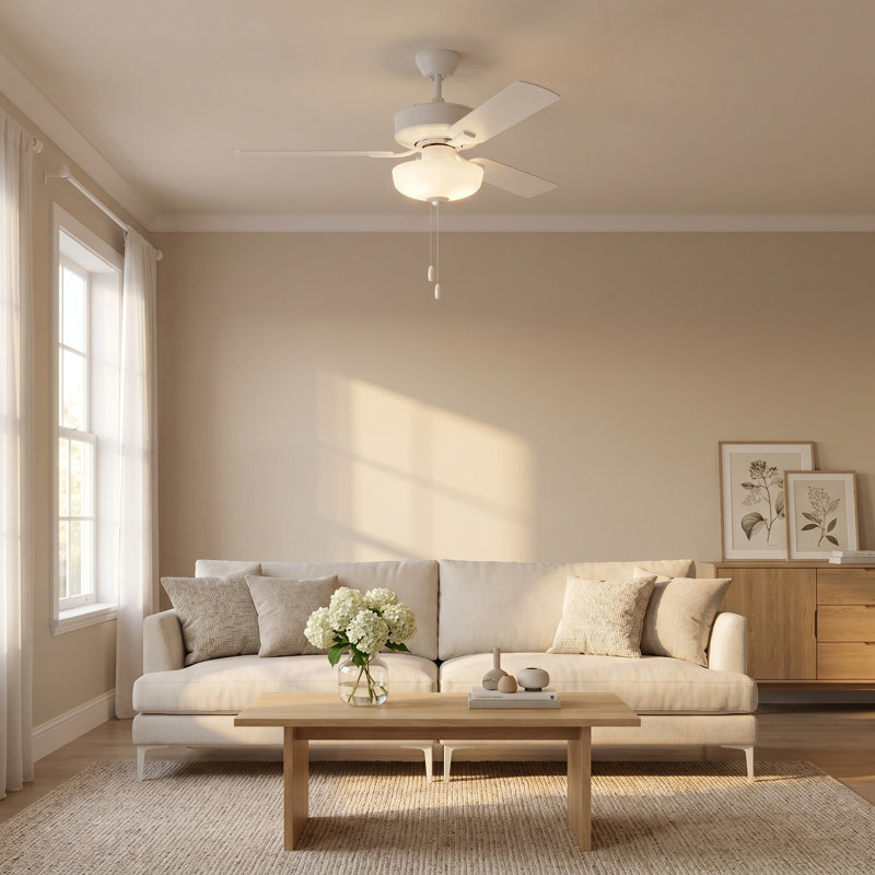 48'' Ceiling Fan with LED Lights, Matte White, Matte White