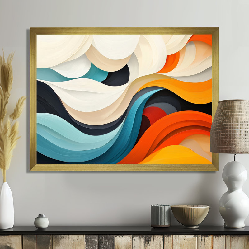 «Cosmic Dance Of Colors I», impression d'art abstrait impressionniste, H 34 po x l 44 po, Doré