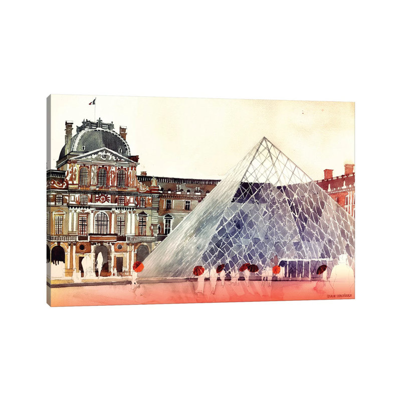Louvre In September by Maja Wronska - Wrapped Canvas Painting, 66.04 cm H x 45.72 cm W x 3.175 cm D