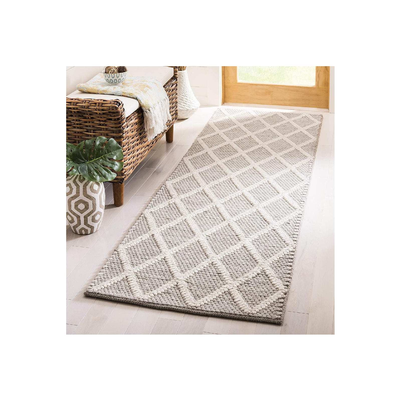 Russo Geometric Handmade Flatweave Gray Area Rug, Runner 2'3" x 14'