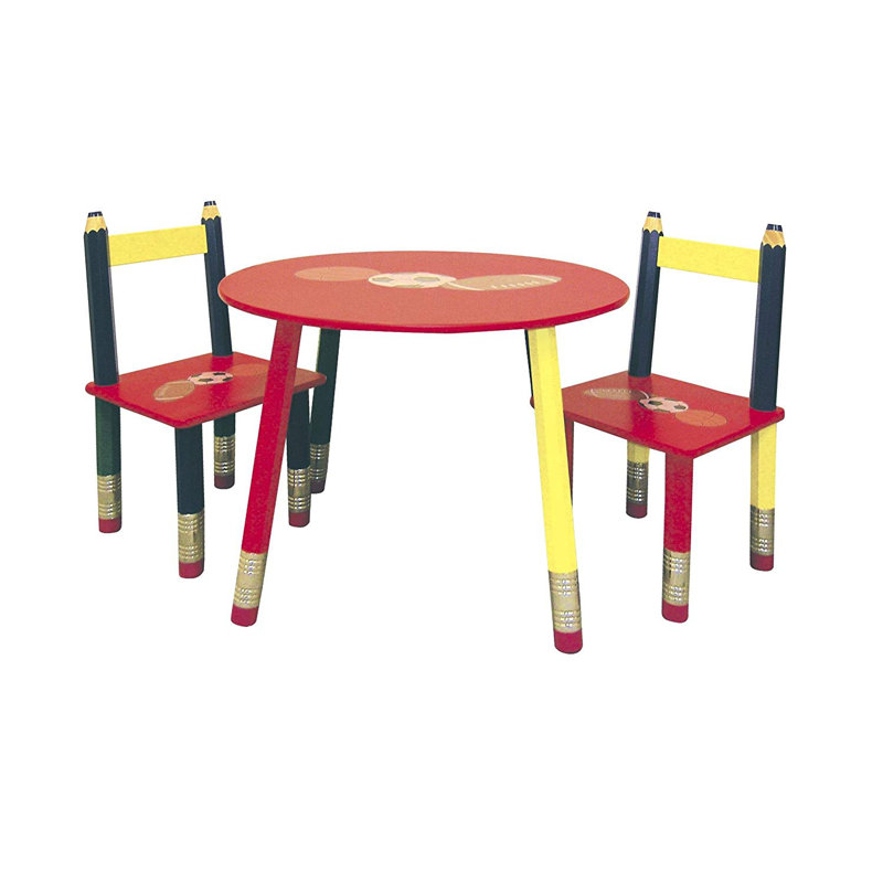 Ensemble de table ronde et de chaises en bois massif pour enfants