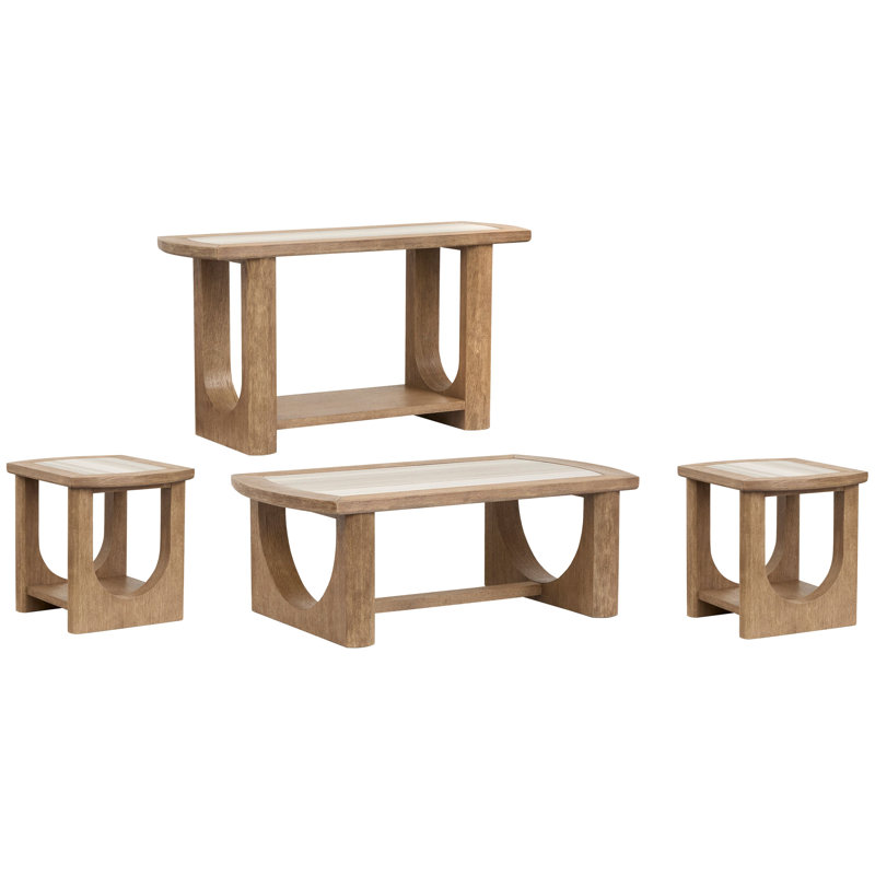 Table basse rectangulaire avec 2 tables de bout et canapé