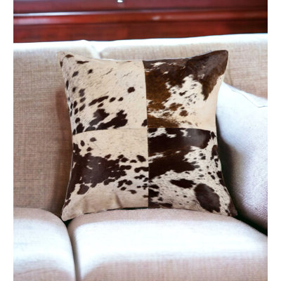 Patchwork Cowhide Reversible Throw Pillow