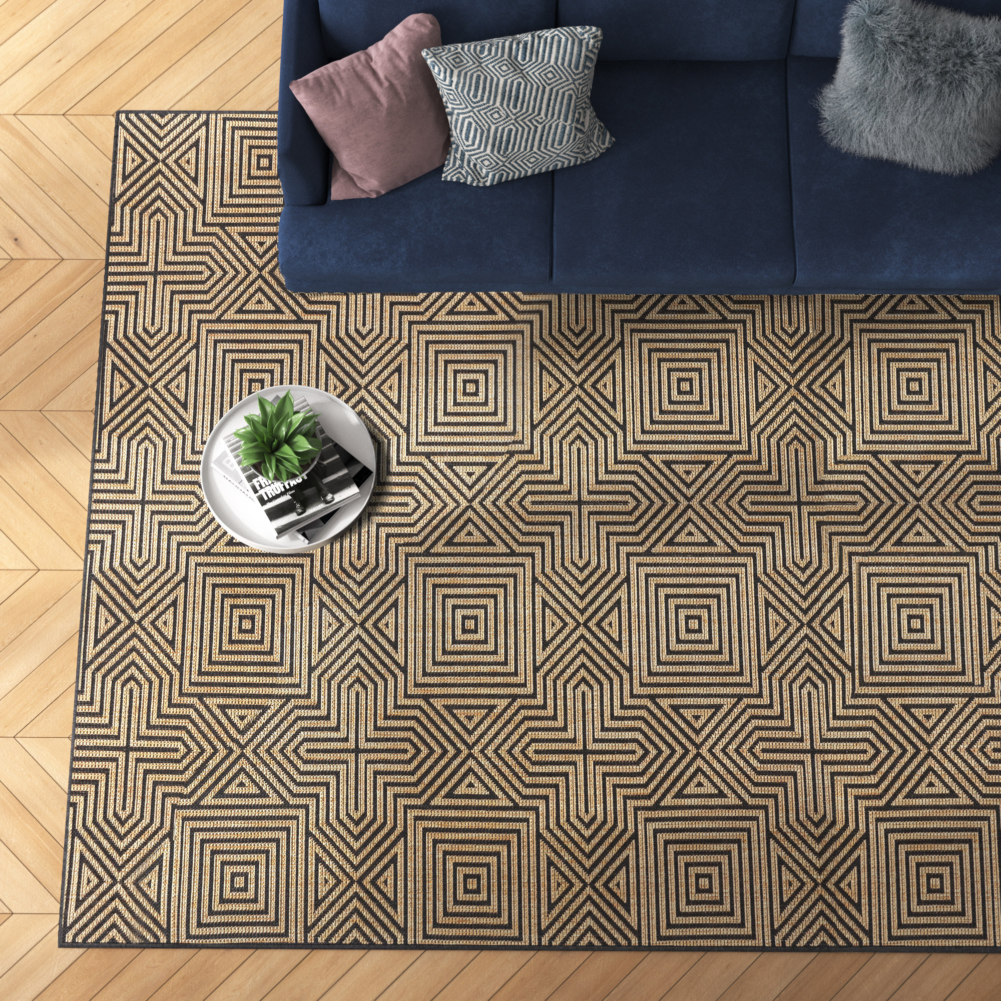 Mercury Row Govan Geometric Indoor/Outdoor Area Rug for Living Room ...