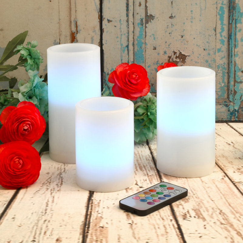 Battery Operated Multifunction Wax LED Candles, Round - 3 Count