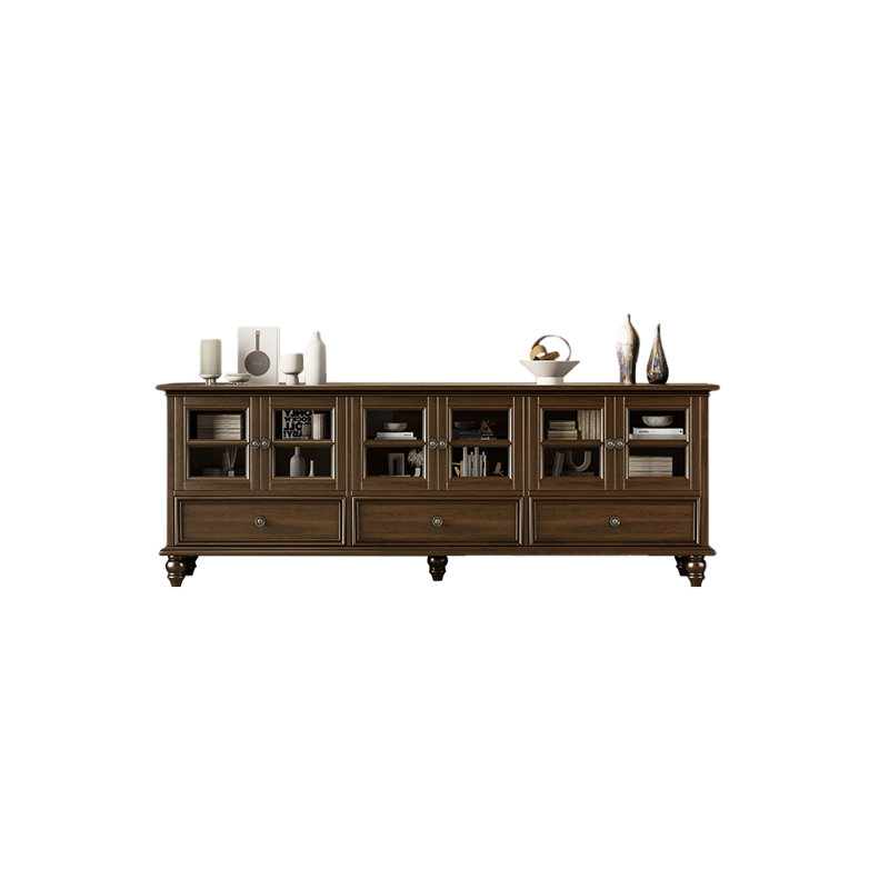 Pure solid wood style TV stand, Brown, 25.59”H x 78.74”W x 16.53”D