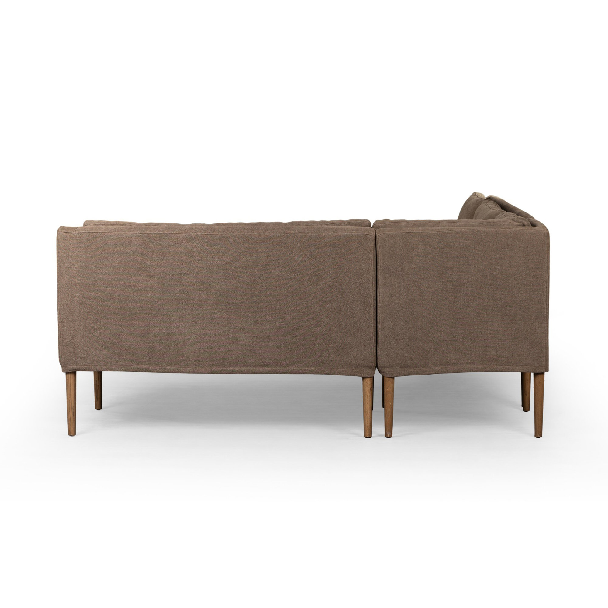 Aurelia Dining Banquette, Right Hand Facing, 34.5" H x 114.5" W x 76" D, Broadway Coffee Linen