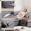 142.8" Modular Sectional Sofa 6 Piece Chenille Deep Seat Cloud Corner Couch With Reversible Ottomans & Pillows-1335339159