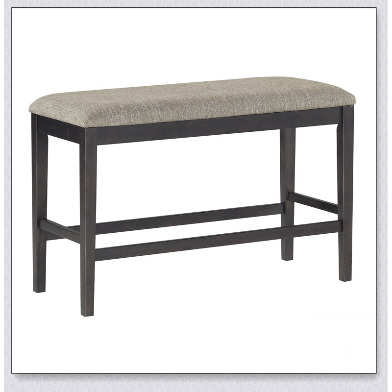 Dark  Finish Counter Height Bench 1pc Fabric Upholstered Casual Style Dining Room Furniture