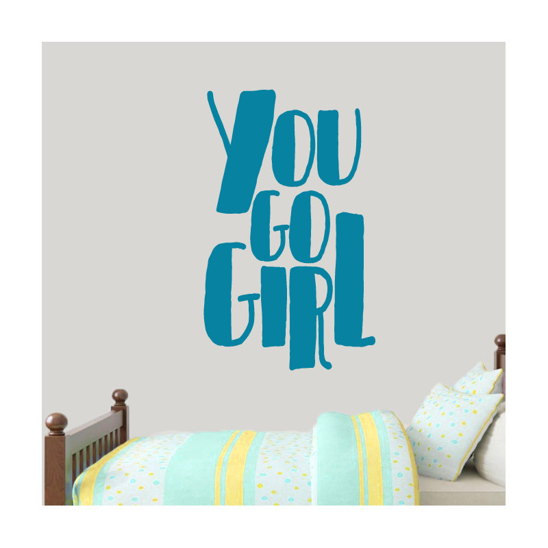 Décalcomanie murale "you go fille", Bleu sarcelle