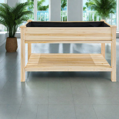 Jardinières en bois durables avec rangement, style rustique pour la maison et le jardin
