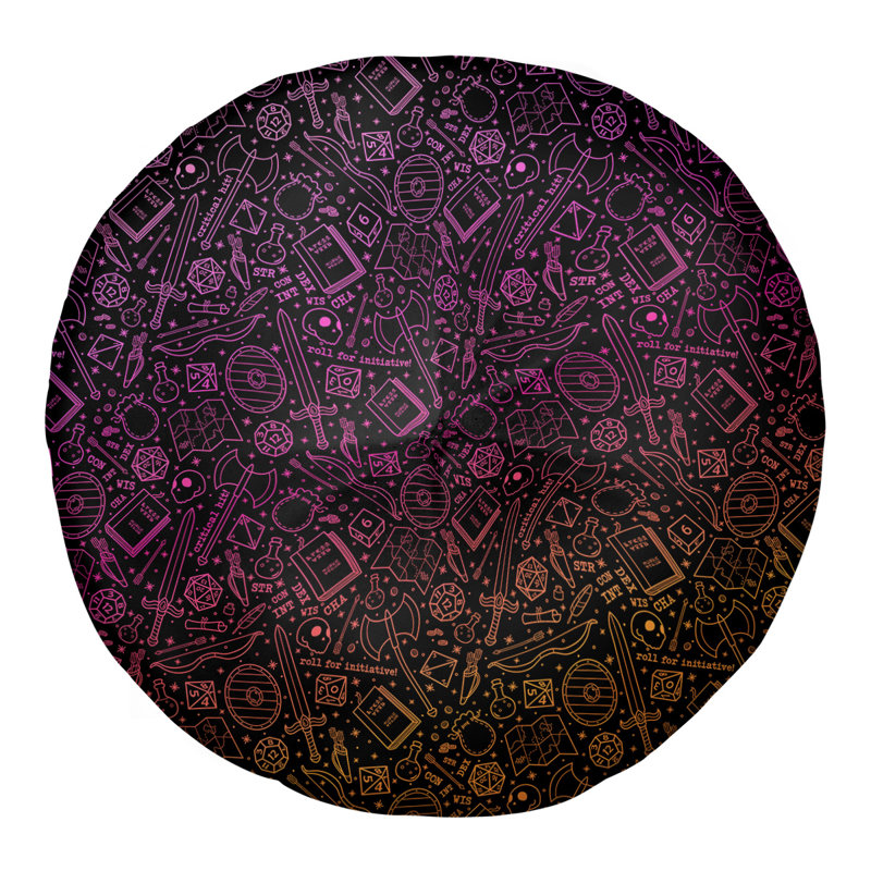 Coussin de sol Katelyn Elizabeth, 26 po x 26 po, Noir / rose / orange
