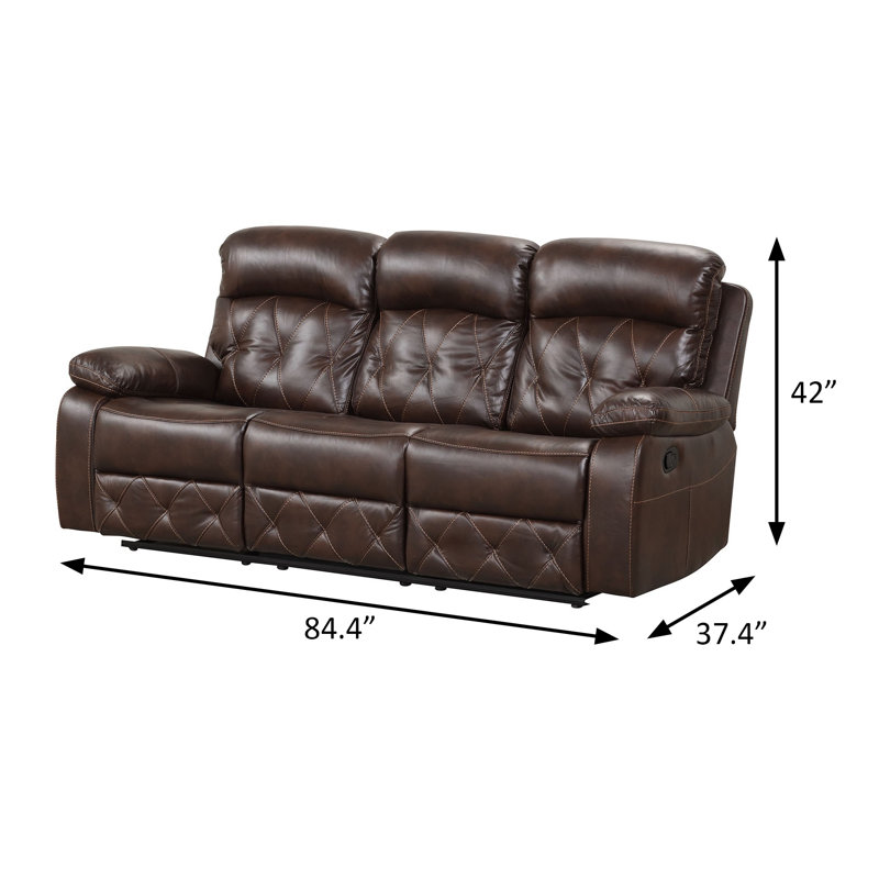 84.4" W Transitional Sofa, Brown