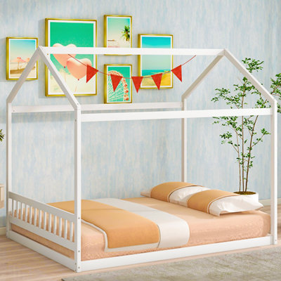 Grand lit en bois avec tête de lit (lit)