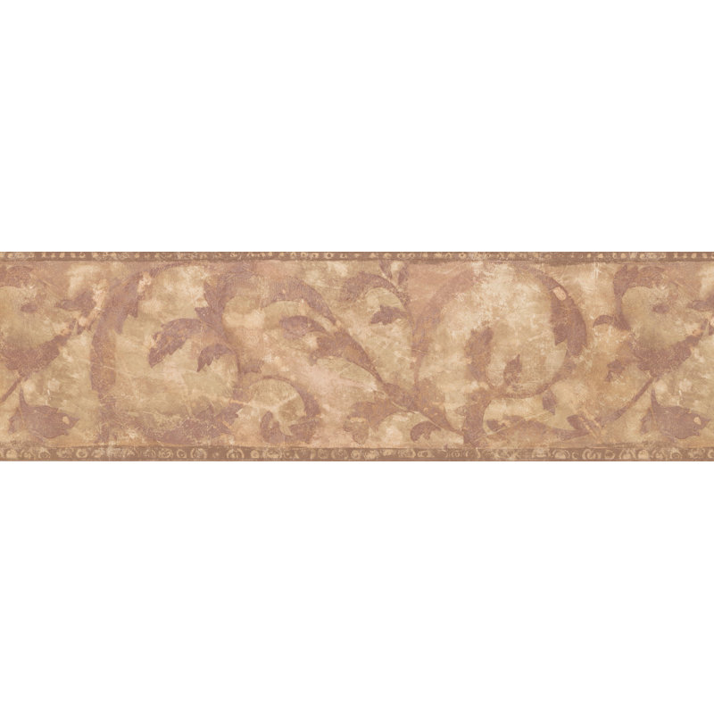 Bordure de papier peint damassé, Rouge / Beige
