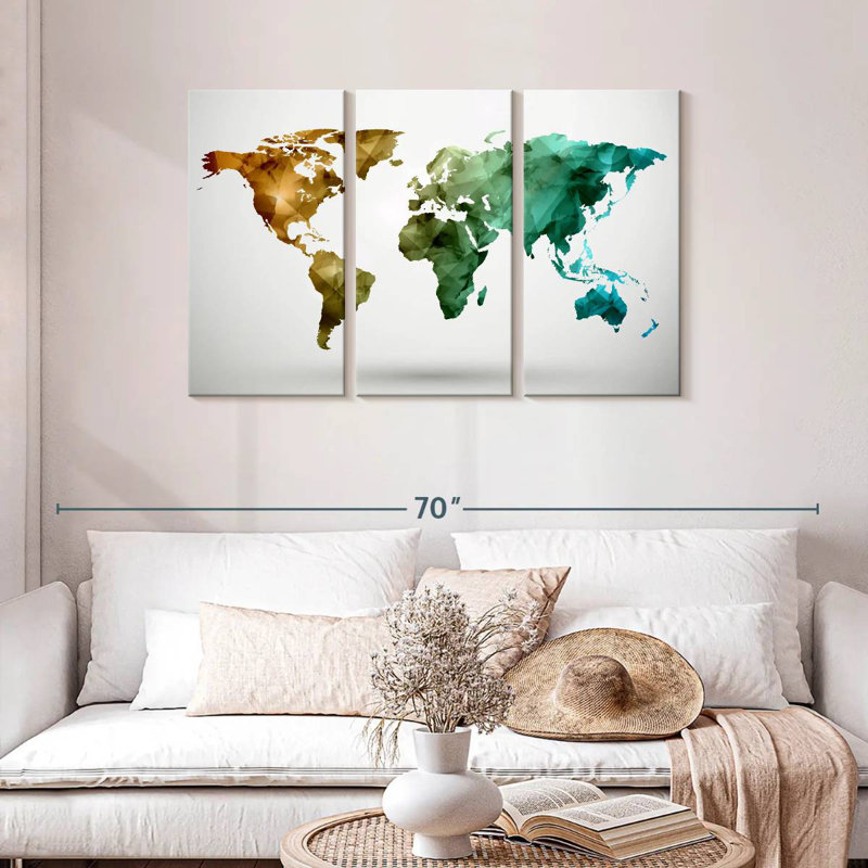Aliaz Modern Abstract World Map, 28" H x 45" W