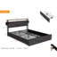 Lit plateforme double avec rangement et DEL - construction, poids de 86,62 lb, structure en métal stable avec ports de charge en noir et gris, largeur de 58,55 po,