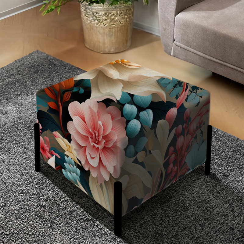 Soft Soft Paisley Garden Playfulness - Repose-pieds carré damassé
