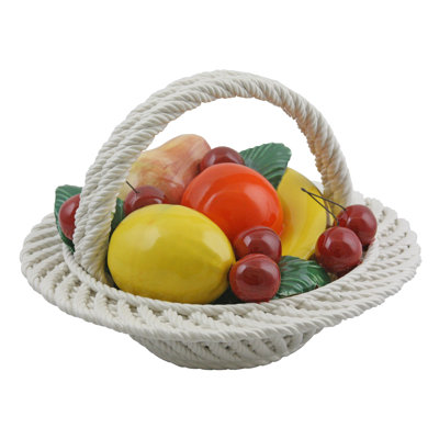 Authentic Round Mix Capodimonte Fruit Basket Sculpture