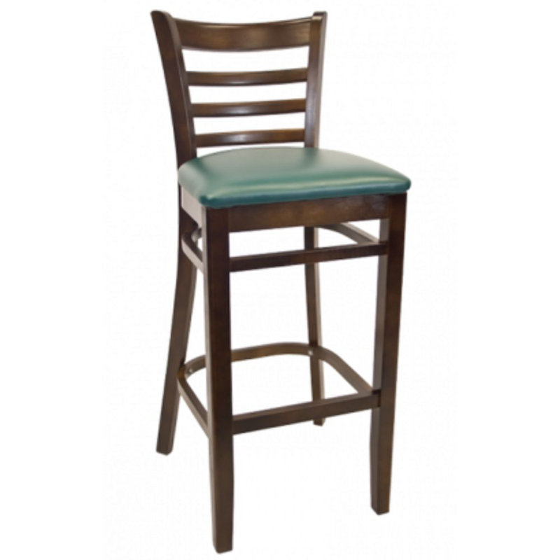 29" Solid Beechwood Bar Stool, Green, Walnut