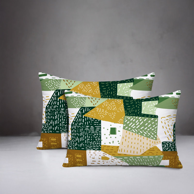 Oreiller réversible intérieur / extérieur Praxies Patches, 20 po x 14 po, Vert