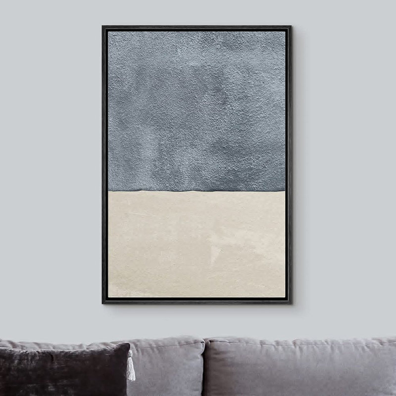 «Minimal Landscape Watercolor Pastel Blue Grey Neutral Decor», reproduction d'art sur toile encadrée, Noir, L 24 po x H 36 po