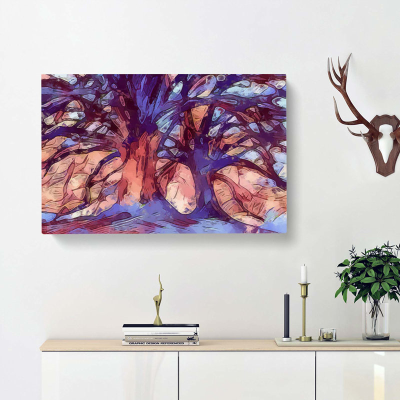 Two Beautiful Trees In Abstract - Wrapped Canvas Painting, 40cm H x 60cm W x 3cm D