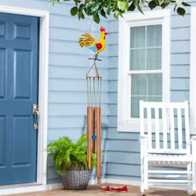 Colorful Rooster Metal Wind Chime, 13in