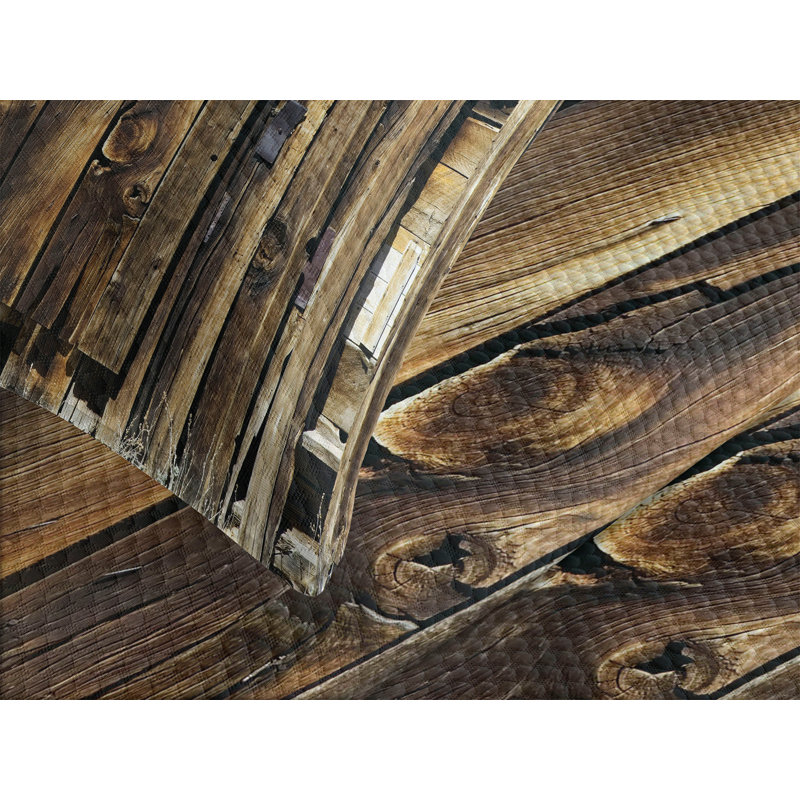 Ambesonne Rustic Bedspread Set Oak Barn Timber Door Brown, King Coverlet / Bedspread + 2 Standard Shams
