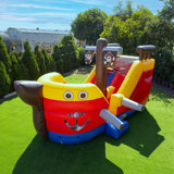 JumpOrange 15 FT Pirate Ship Inflatable Playset Water Slide Bounce House for Kids (with Blower)