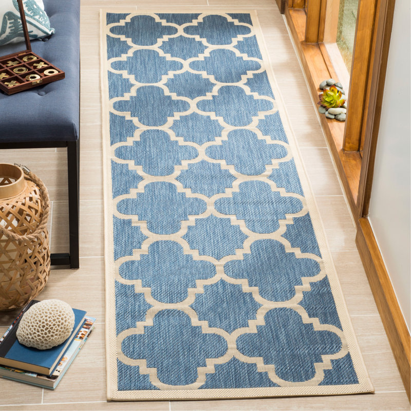 Tapis d'intérieur / extérieur à motif géométrique Ariaya Performance, Tapis de couloir 2 pi 3 po x 12 pi