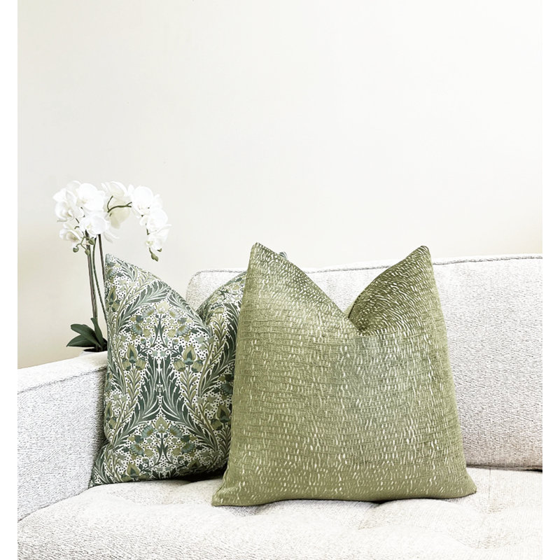  Housse de coussin en chenille, H 22 po x l 22 po, Vert olive