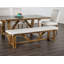Banc moderne rembourré avec coussin moelleux et base robuste en tréteaux pour l'entrée ou la salle à manger.