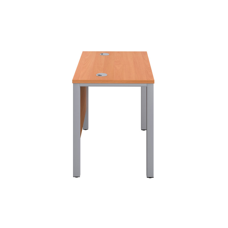 Bouton Metal Base Desk Shell, Beech, Silver