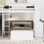 Lit mezzanine simple avec lit autonome, tablettes, bureau et garde-robe - blanc