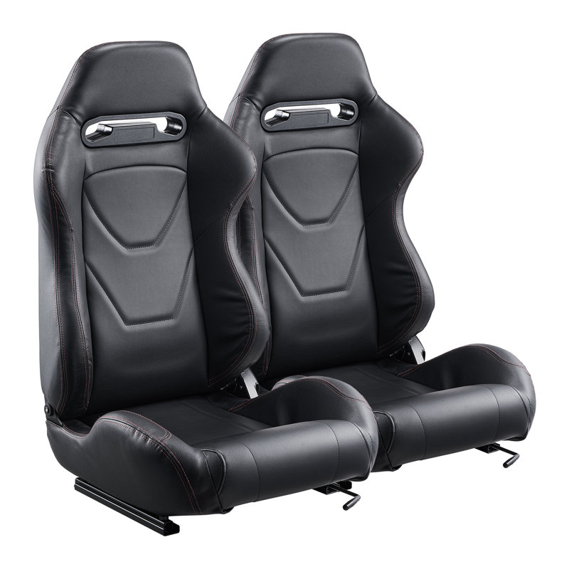 Ensemble de 2 sièges de course réglables avec cuir PVC et glissière Q235B
