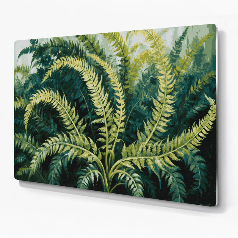 Adhésif botanique vert, art mural en métal, H 12 po x l 18 po