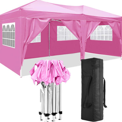 Auvent pliant 10 pi x 20 pi avec 6 parois latérales amovibles Abri pour événement extérieur UPF 50 + tentes portatives pour fêtes à la plage Camping mariage EZ Pop Up avec auvent