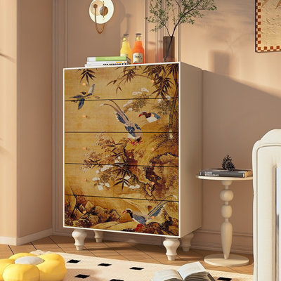 Retro Five-Drawer Storage Cabinet  Accent Chest