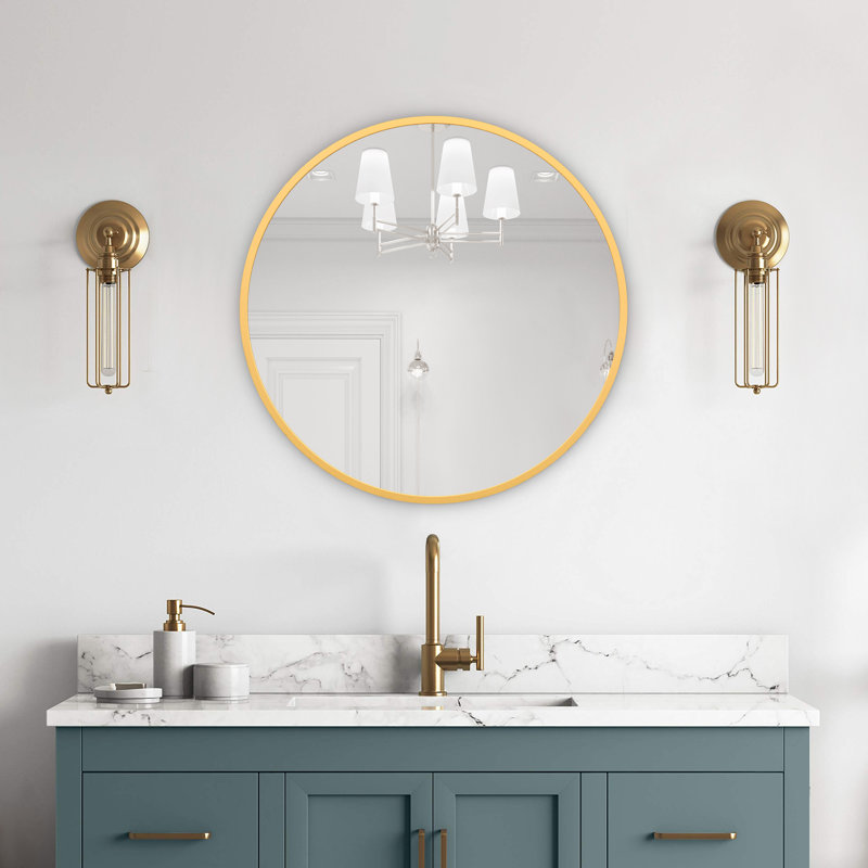Miroir d'appoint mural Eren, Or, 24 po x 24 po