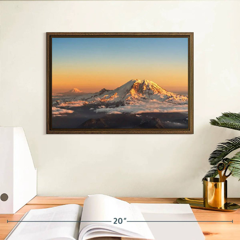 Winter Cascade Range, 13" X 9", Floating Frame Walnut