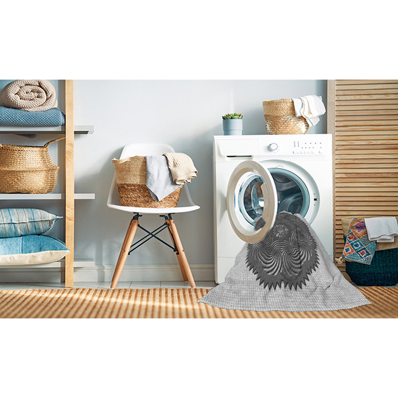Tapis 100% à motifs lavables à la machine 2989PAT3716GRY, Rond 3 pi