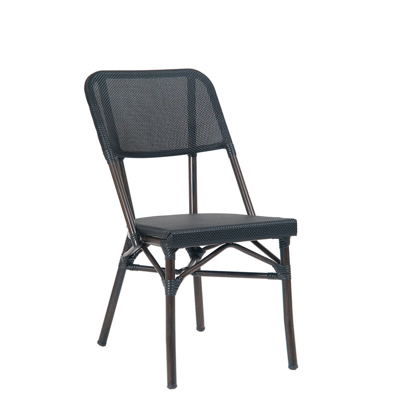 Chaise sans accoudoirs en aluminium avec dossier et siège en polyester tissé