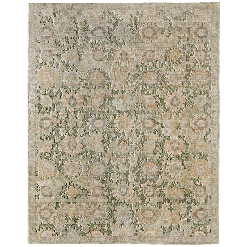 Tapis vert floral et botanique Jaxson, Rectangle 12 pi x 15 pi