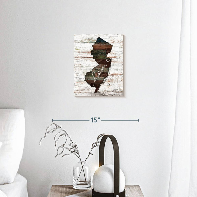 New Jersey Home Map sur impression sur toile, H 10 po x l 8 po x P 1 po