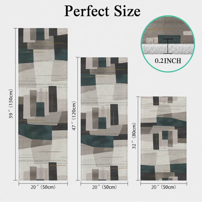 Geometric Patchwork Non-Slip Washable Kitchen Mats