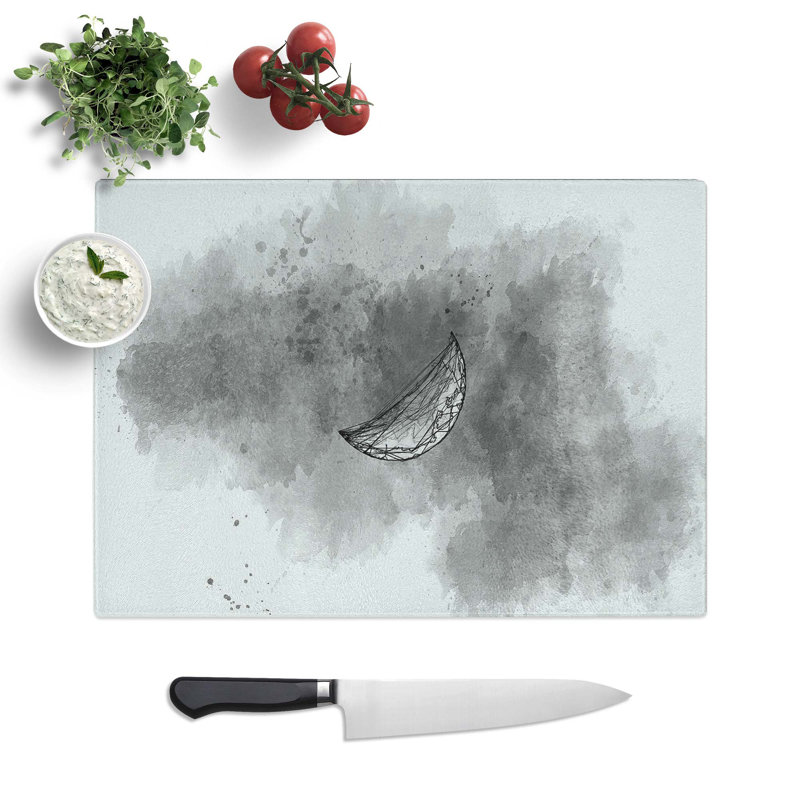 Tempered Glass a Half Moon Chopping Board, 39 cm W x 28.5 cm L