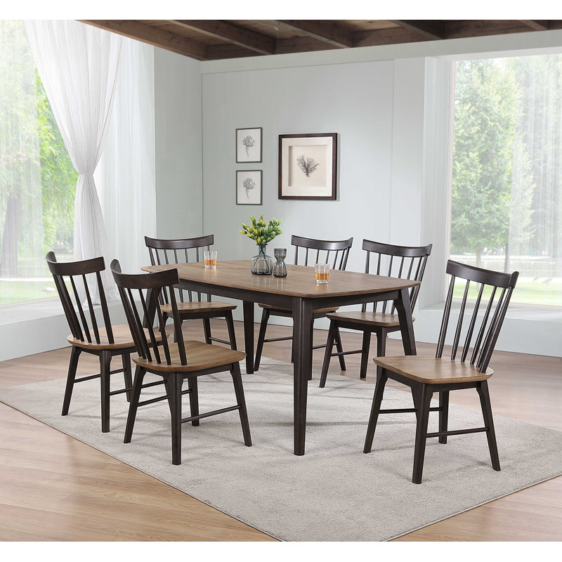 7-Piece Solid Wood Leg Dining Table Set