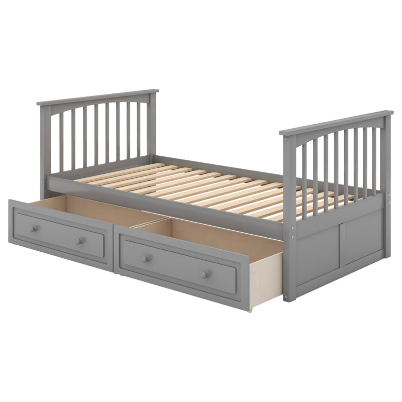 Wren Wood Daybed Frame With Fence, Rustic Style, Solid Pine, Twin over Twin, Gray