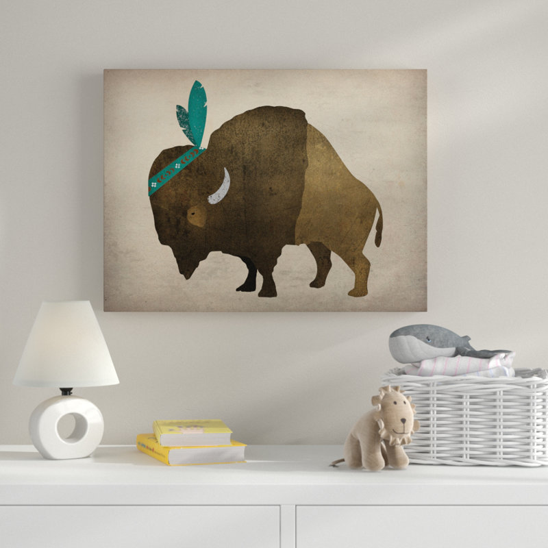 « buffalo bison iii », art sur toile, H 14 po x l 19 po x P 2 po